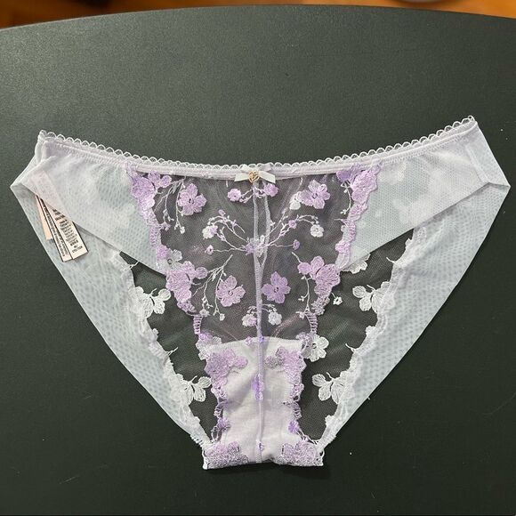 Victorias Secret Supersoft Body Sexy Sheer floral Embroidery mesh Bikini Purple - Picture 7 of 10